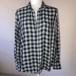 Frank & Eileen Plaid Relaxed Fit Shirt Black White S